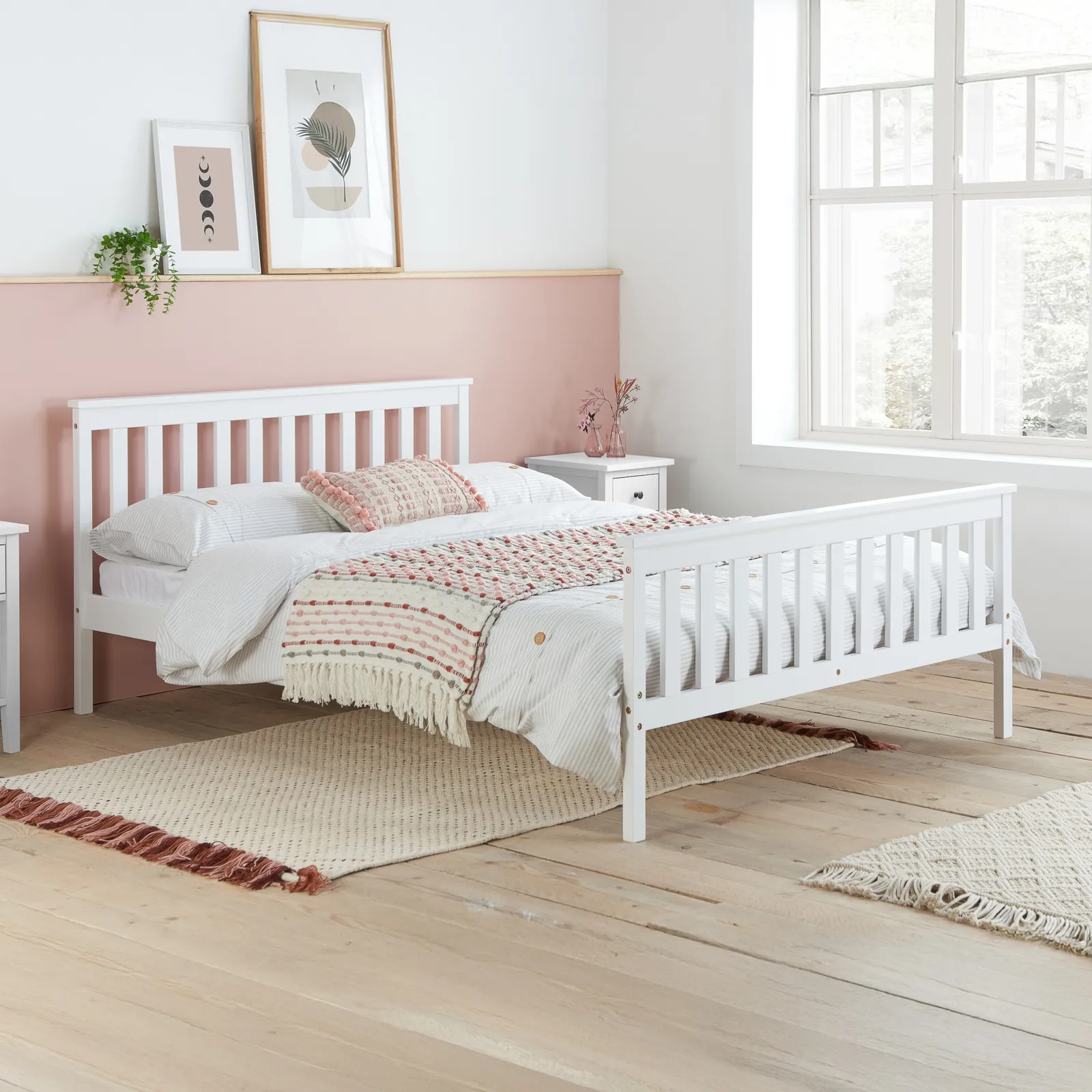 Oxford - Double - Low Foot End Bed - White - Wooden - 4ft6 - Happy Beds