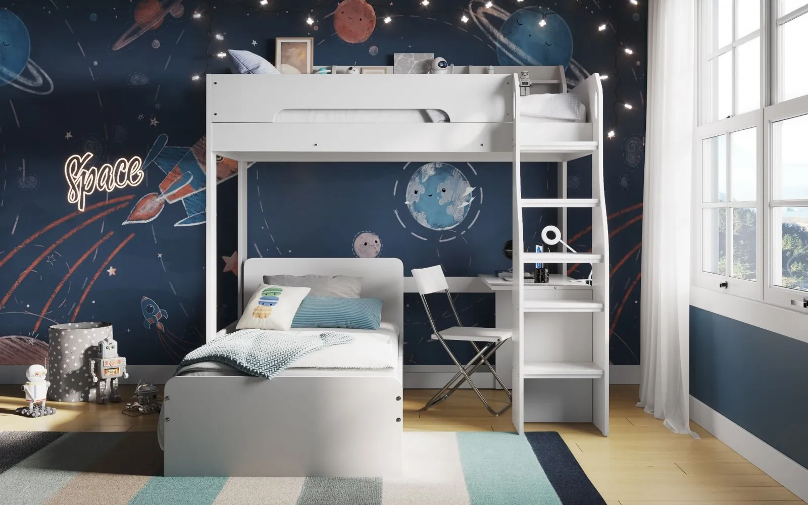 Flair Cosmic L Shaped Bunk Bed in White 3