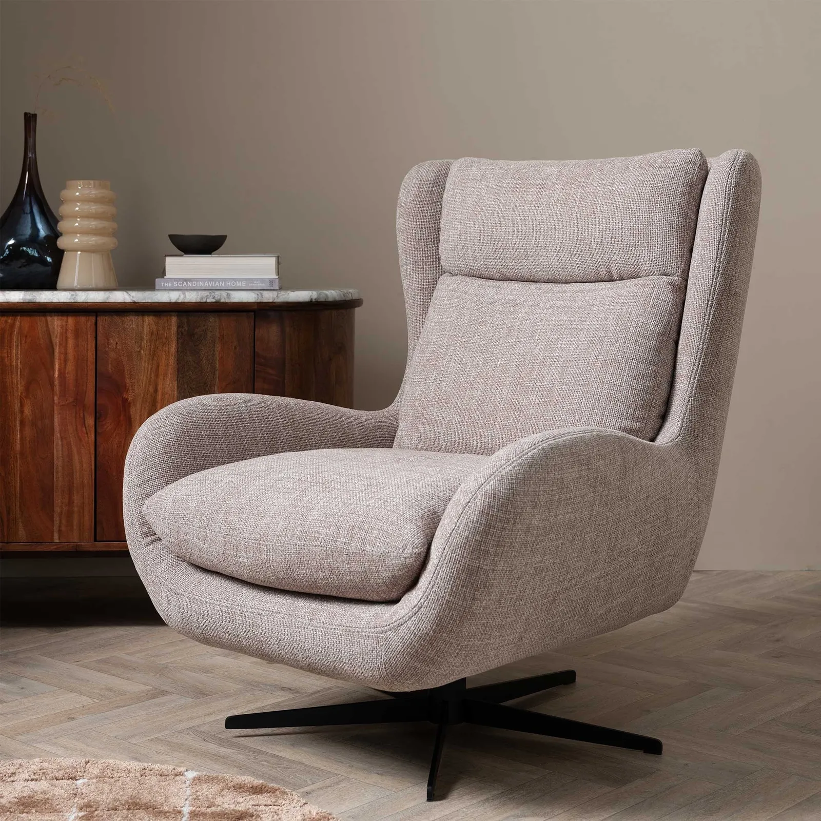 Uma Swivel Armchair, Neutral Boucle | Barker & Stonehouse 2