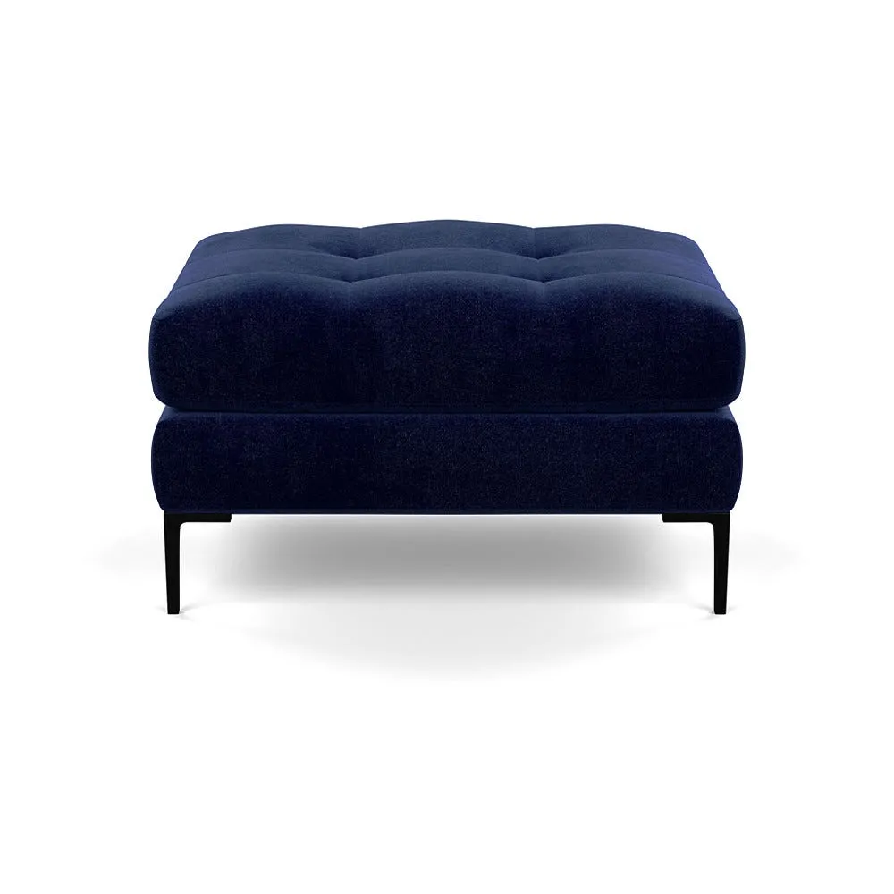 Heal's Eton Footstool Smart Luxe Velvet Midnight Black Feet