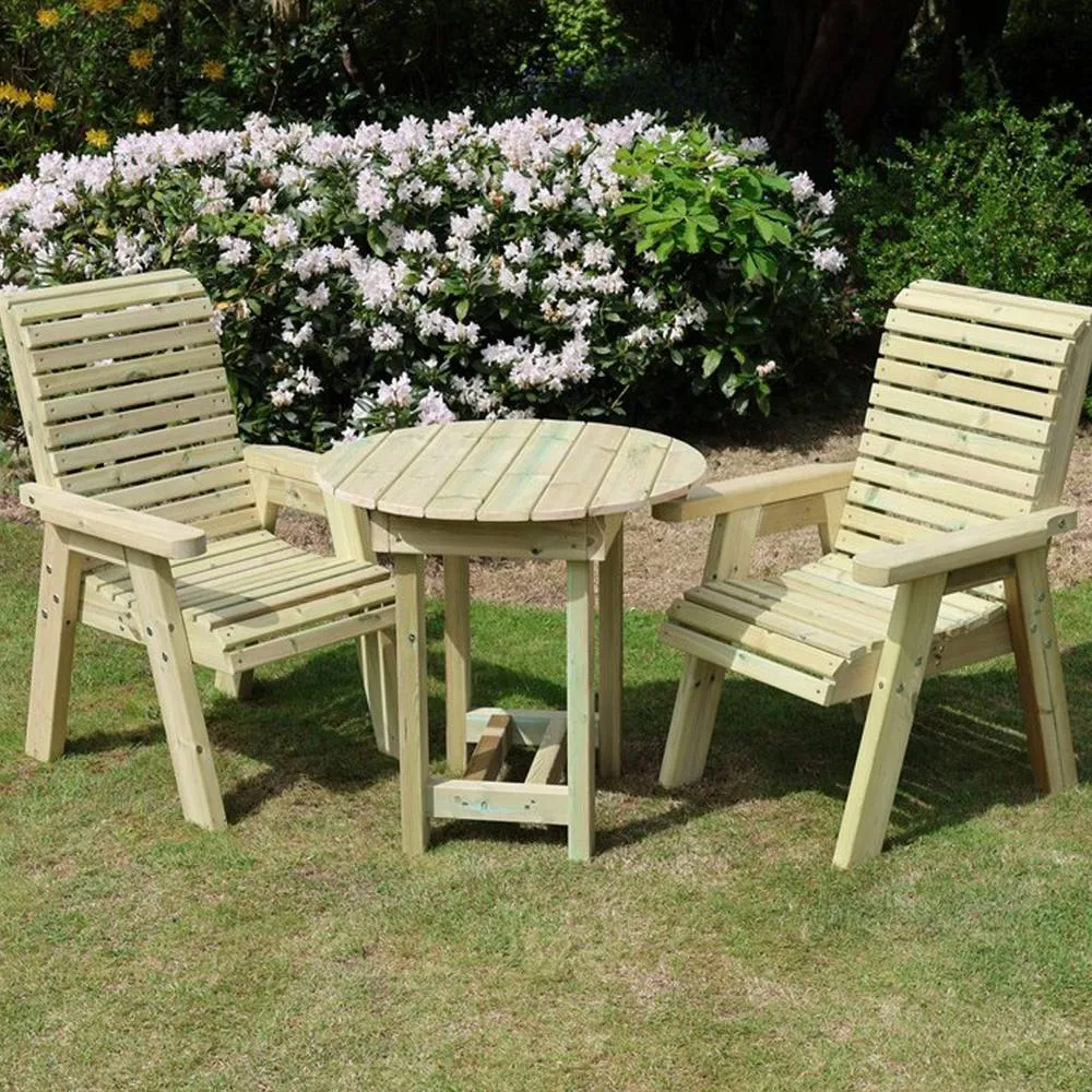 Churnet Valley Garden Furniture Ltd Ergo Bistro Set 2xC - 80cm Round Table - L80 x W200 x H103 cm in Brown 2