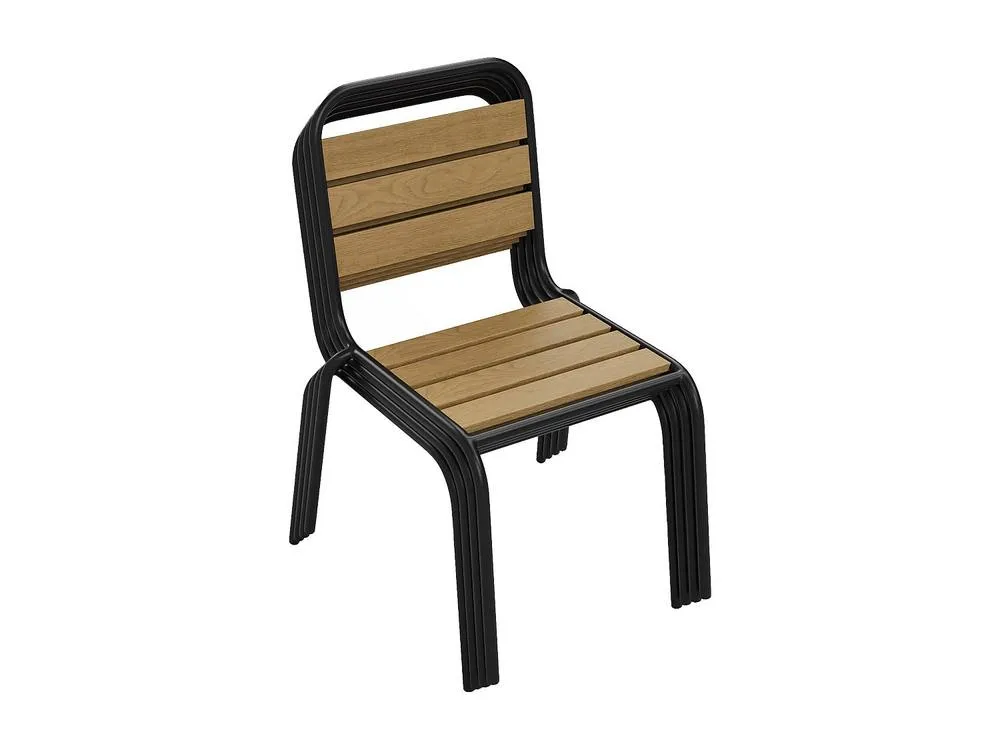 Vente-unique Garden Dining Set In Polywood & Metal: A Table W.70 Cm & 2 in Black 6