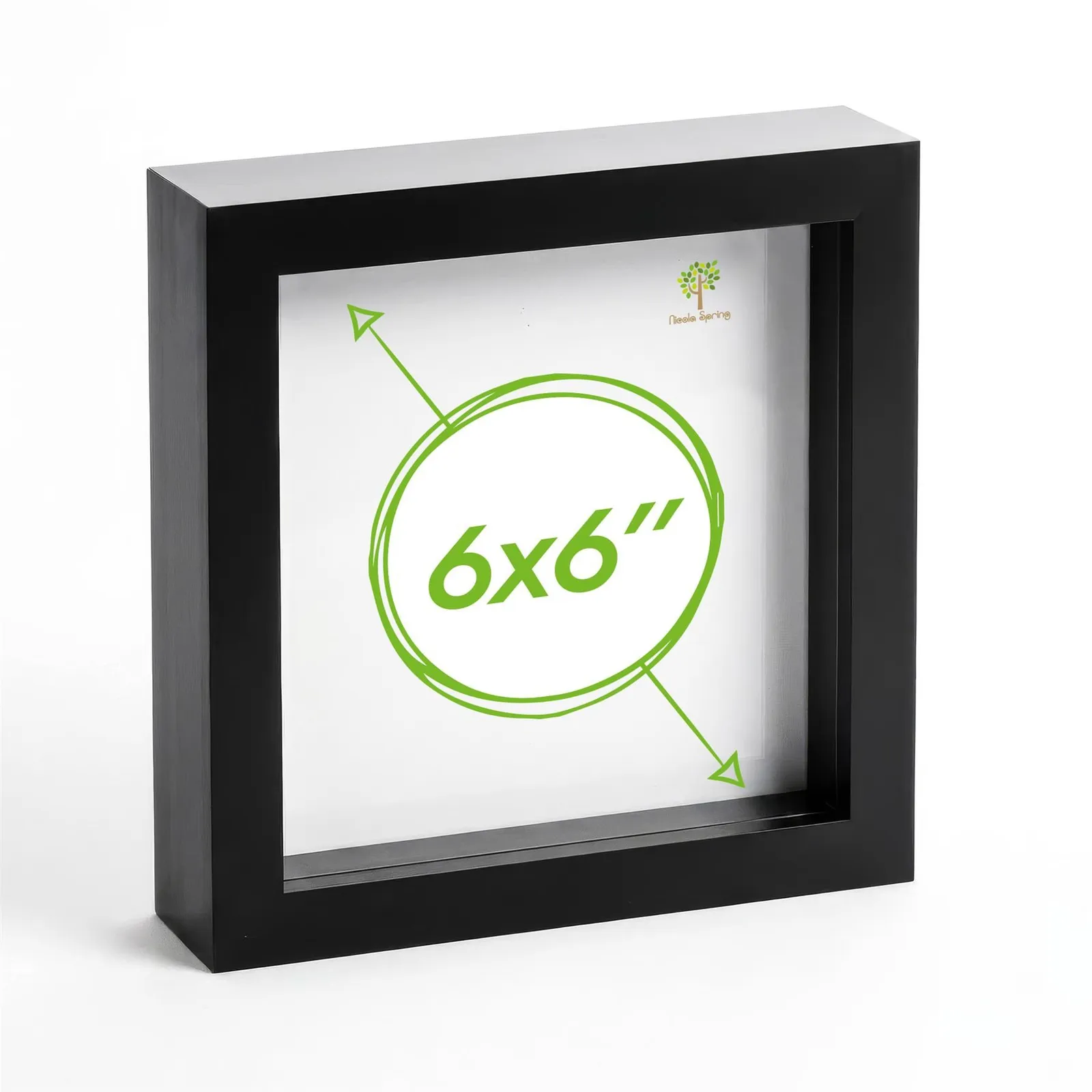 Nicola Spring 3D Box Photo Frame - 6" x 6" - Pack of 1 in Black