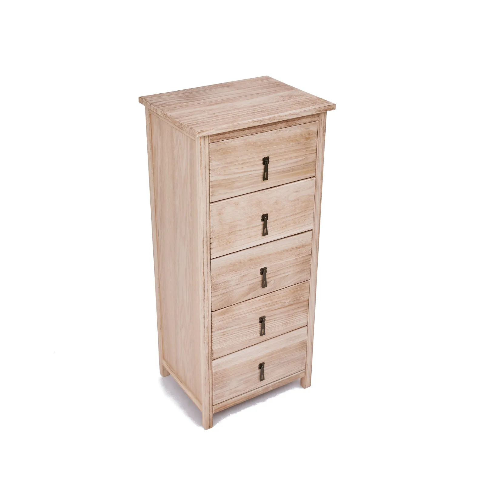 Cabinet Bits Portofino 5 Drawer Narrow Chest of Drawers Drop Brass Handle in Natural 3