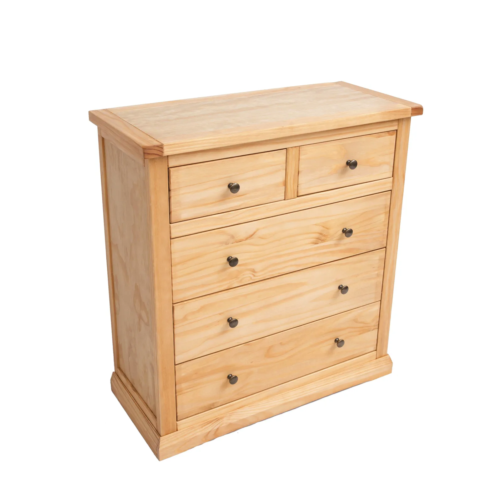 Cabinet Bits Lucca 5 Drawer Chest of Drawers Brass Knob in Light Brown 3