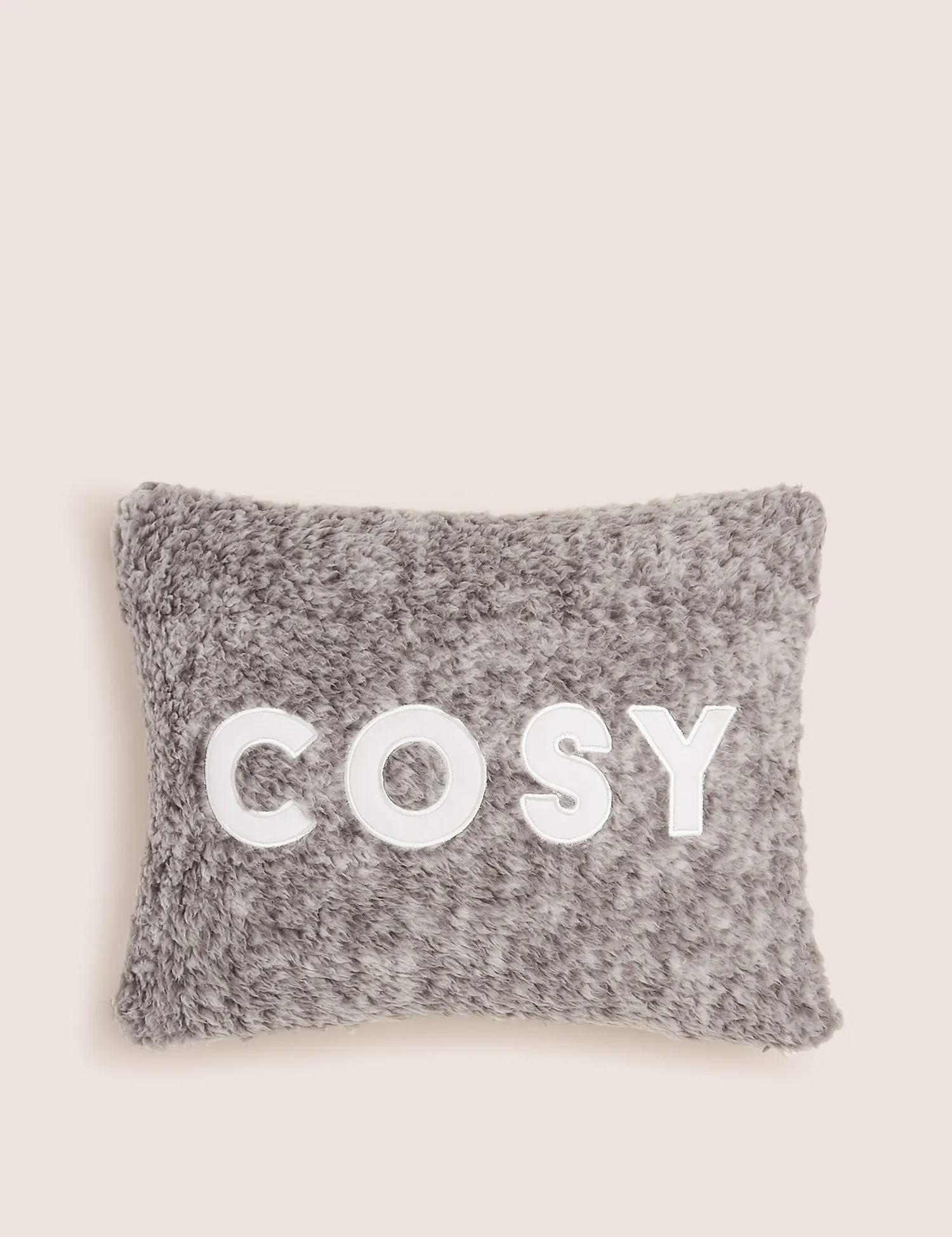 M&S Cosy Slogan Teddy Small Cushion