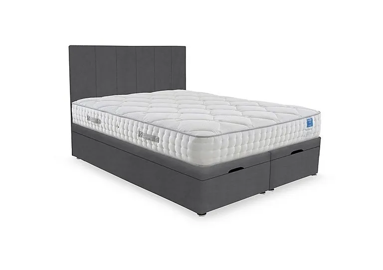 Memory Luxe End Lift Ottoman Divan Set - Super King - Plush Dark Grey