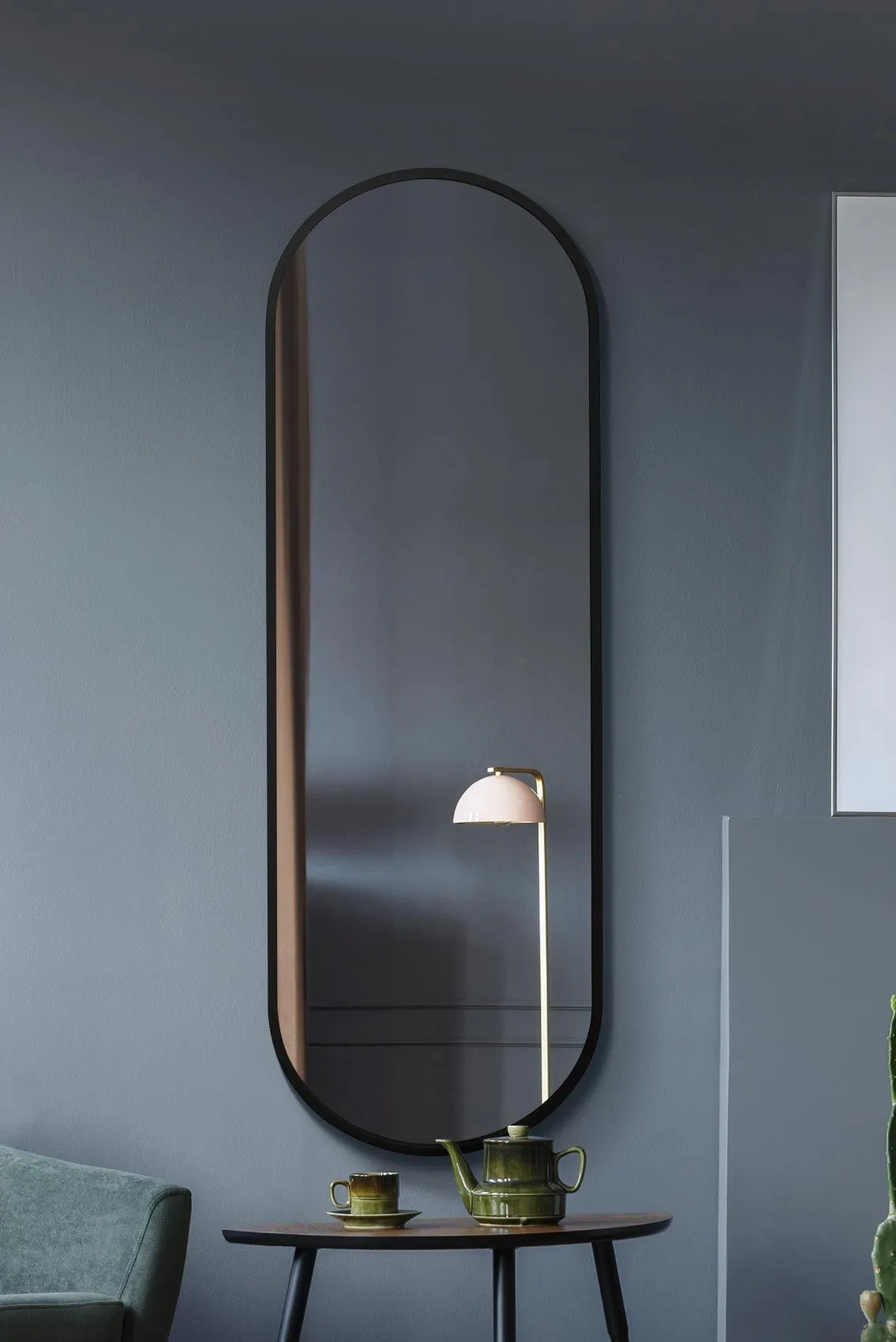 MirrorOutlet Black Metal Framed Double Arched Wall Mirror (180CM X 60CM)