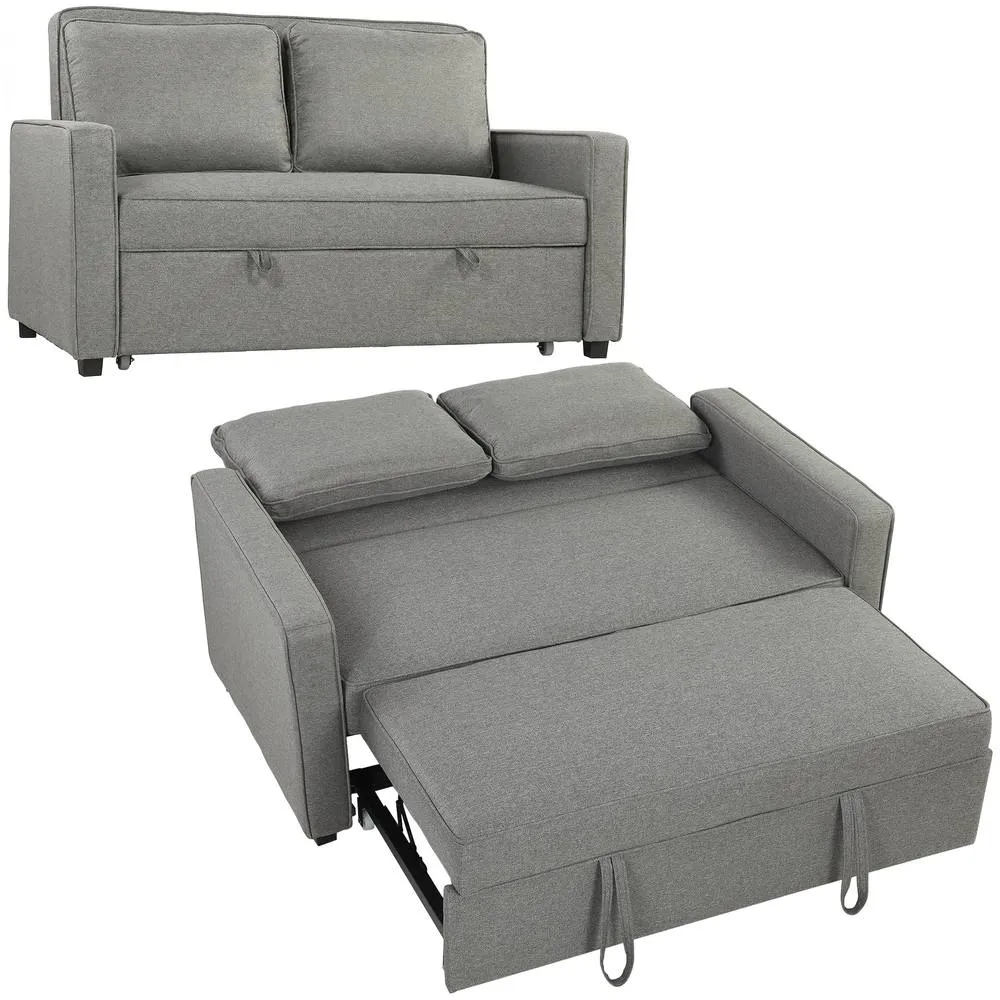 HOMCOM 2 Seater Sofa Bed Click Clack Pull Out Sofa Bed for Living Room Grey 2