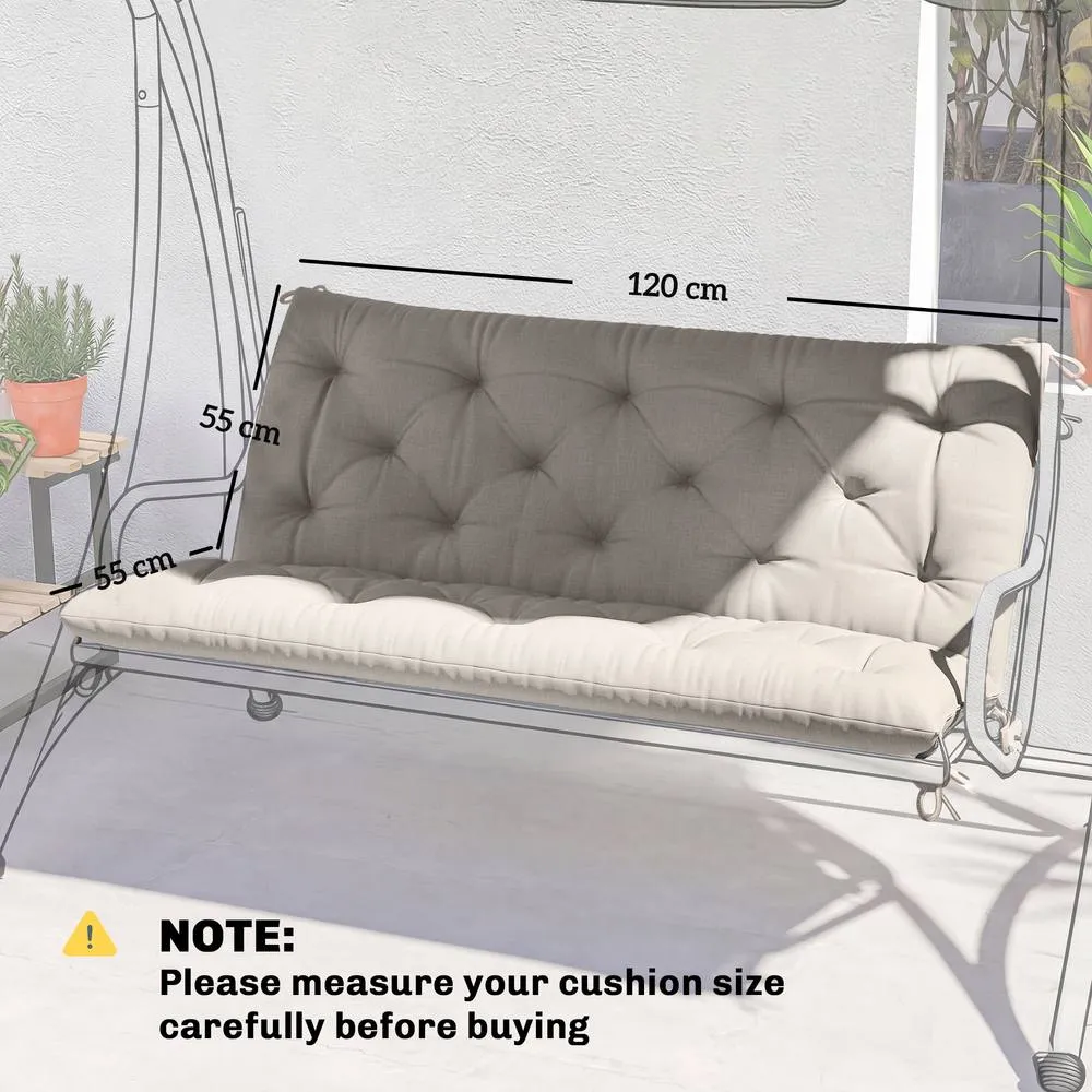 OUTSUNNY Garden Bench Cushion, Seat Pad with Ties in Light Grey 3
