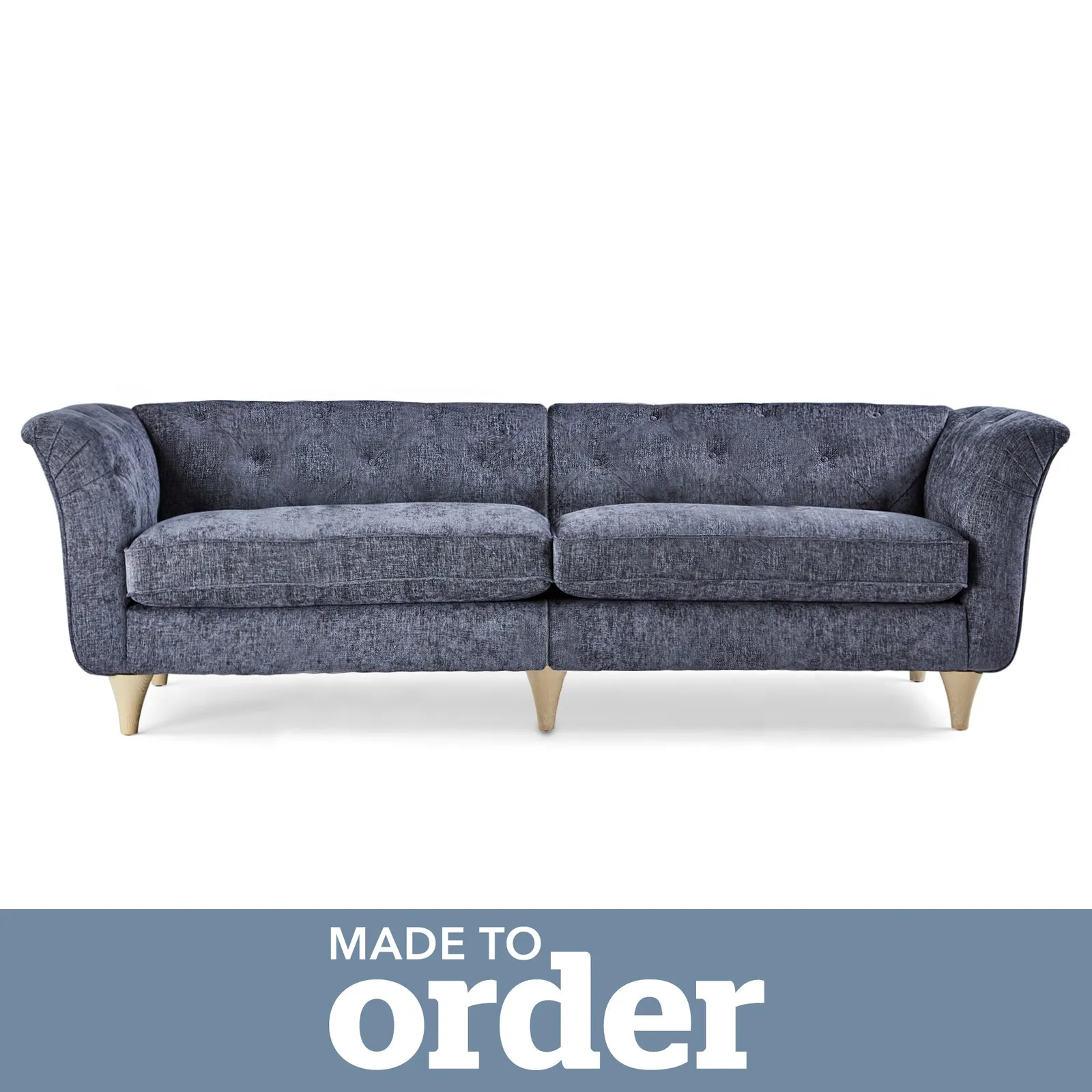 Jaipur 4 Seater Sofa Luxury Chenille Navy Blue
