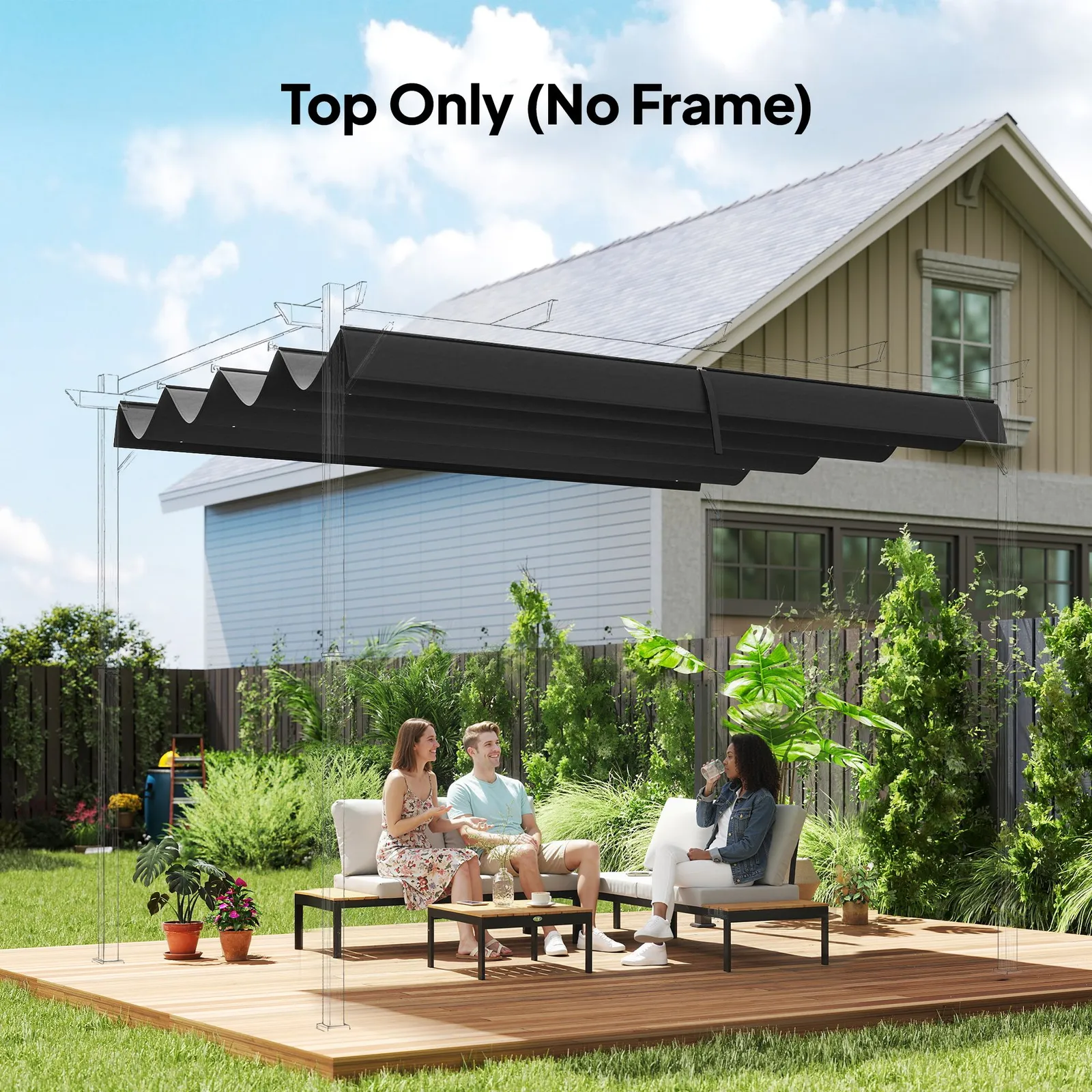 OUTSUNNY 2.86 x 2.45 m Pergola Cover Replacement for 3x2 m Frame in Dark Grey 2