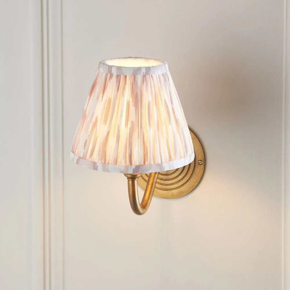Netlighting Ripple Curve Brass Wall Light Fabric Ikat Shade 16cm B22 in Gold 5