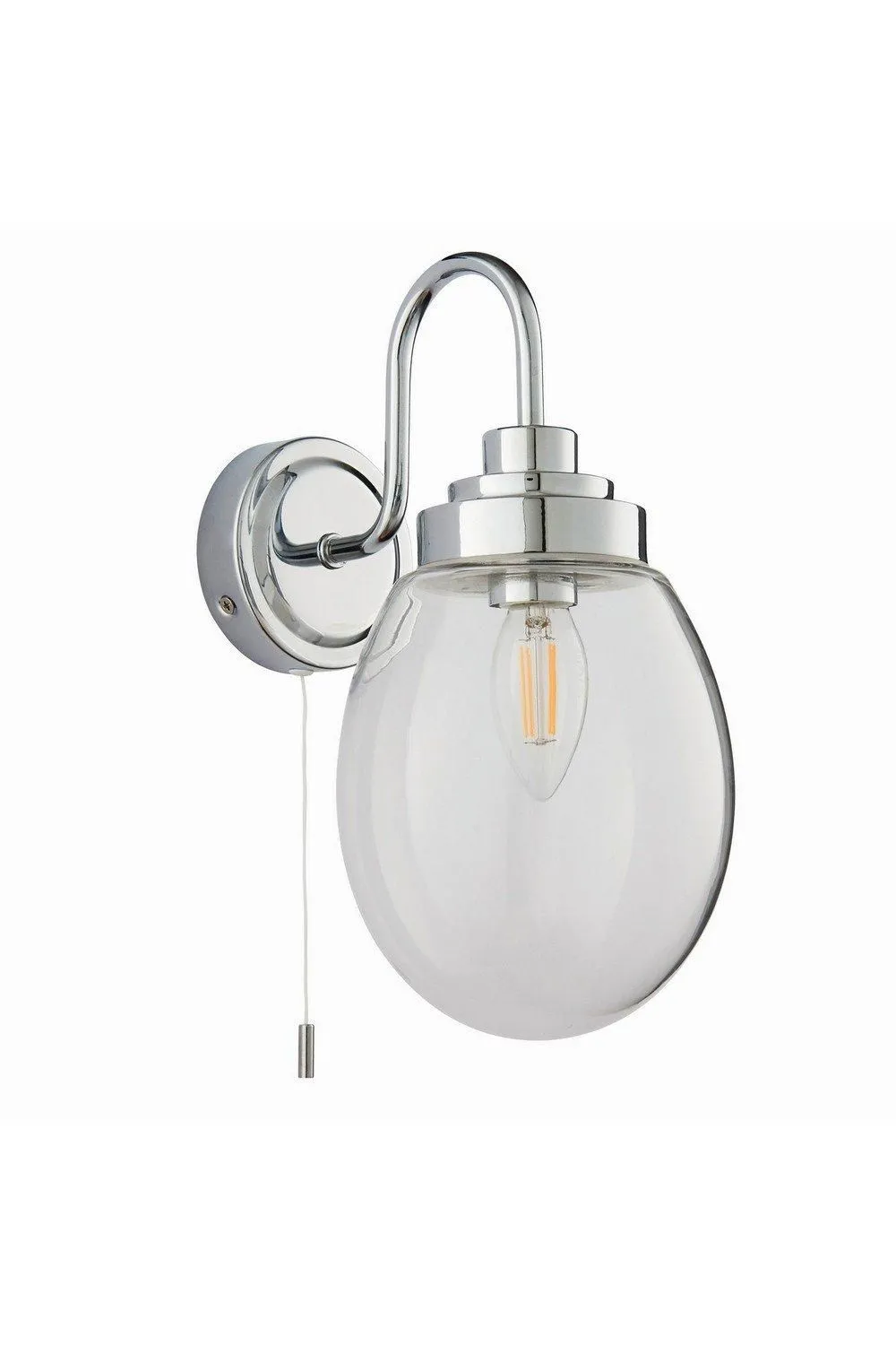 Netlighting Hampton LED 1 Light Bathroom Wall Glass Chrome Plate IP44 LED E14 in Grey 5