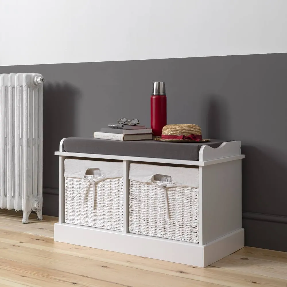 Nöa and Nani Stockholm Storage Bench with 2 Baskets in White 4