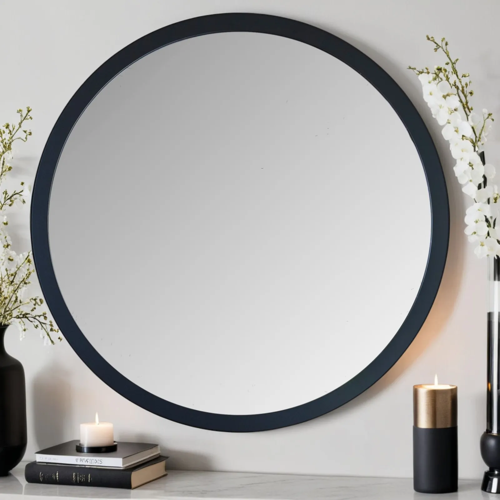 Yearn Mirrors Round Wall Mirror Black 80cm 2