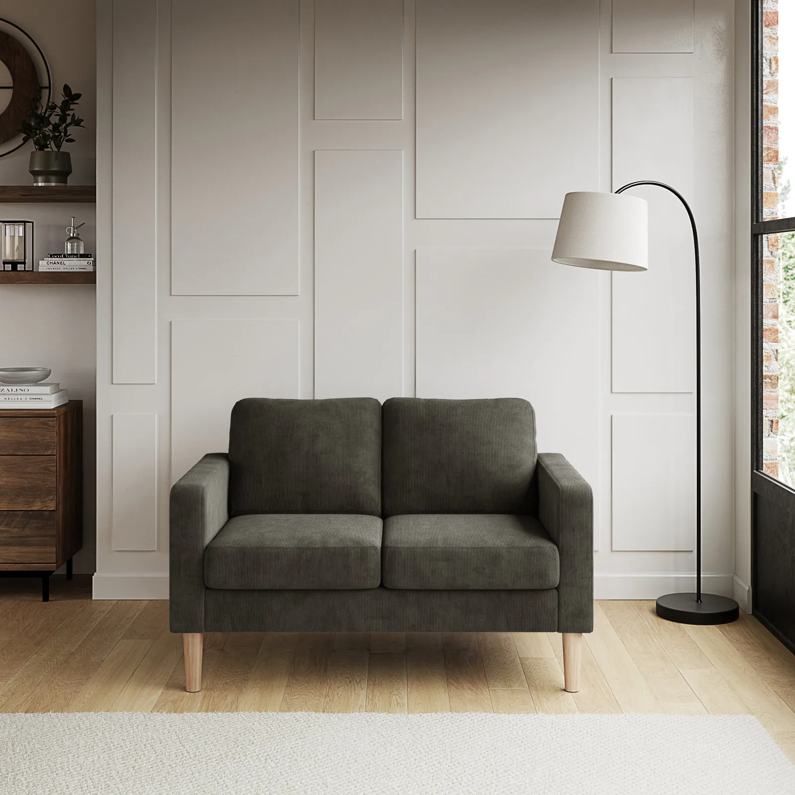 Jacob Cord Compact 2 Seater Sofa Charcoal
