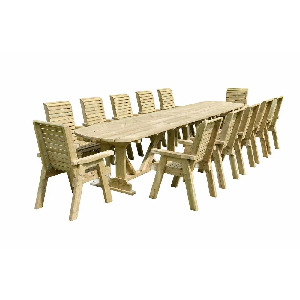 Churnet Valley Garden Furniture Ltd Ergo Large 12 Seater Set 12XC 4M Table - Partially Assembled in Brown