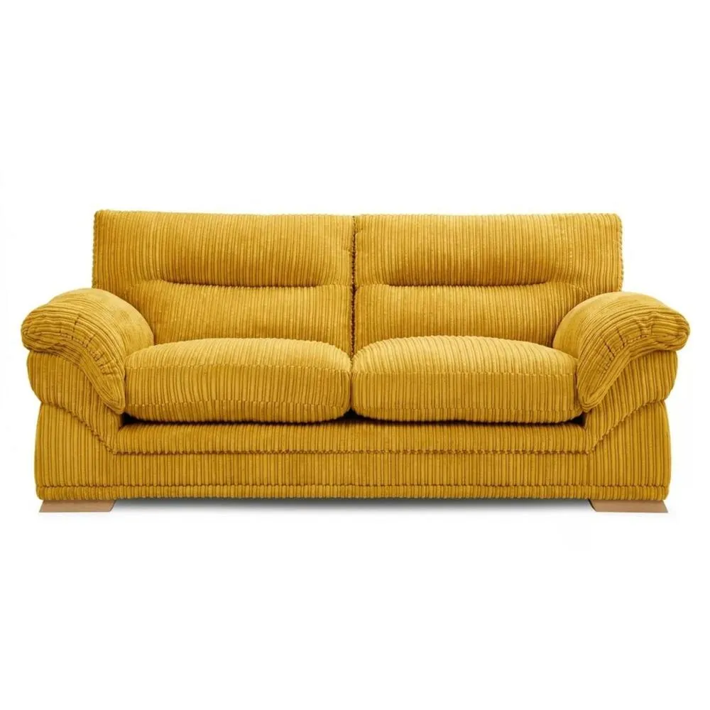 Bliss Furniture Amalfi 3 Seater Claude Sofa Modern Plush Fabric in Mustard