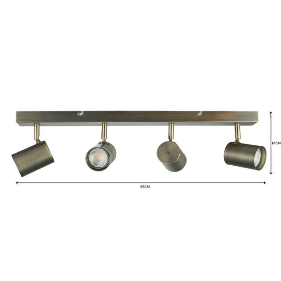 Newark Antique Bronze 4 Light Semi Flush Spotlight Bar 6