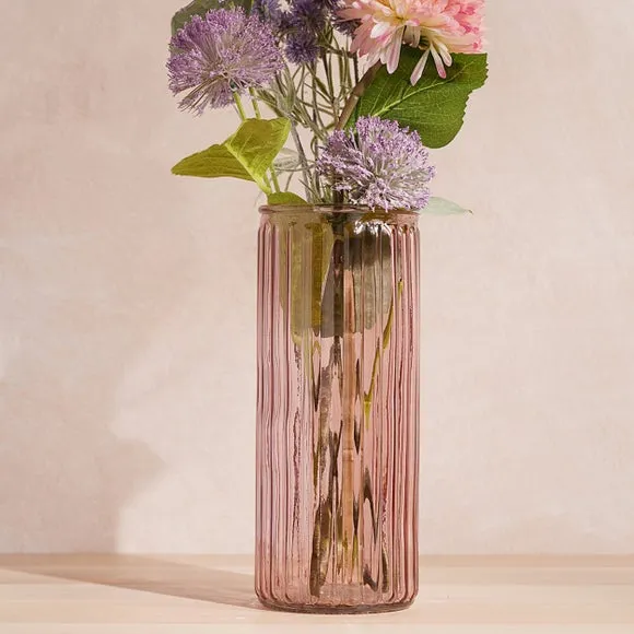 Hestia Cylindrical Ribbed Glass Vase 1