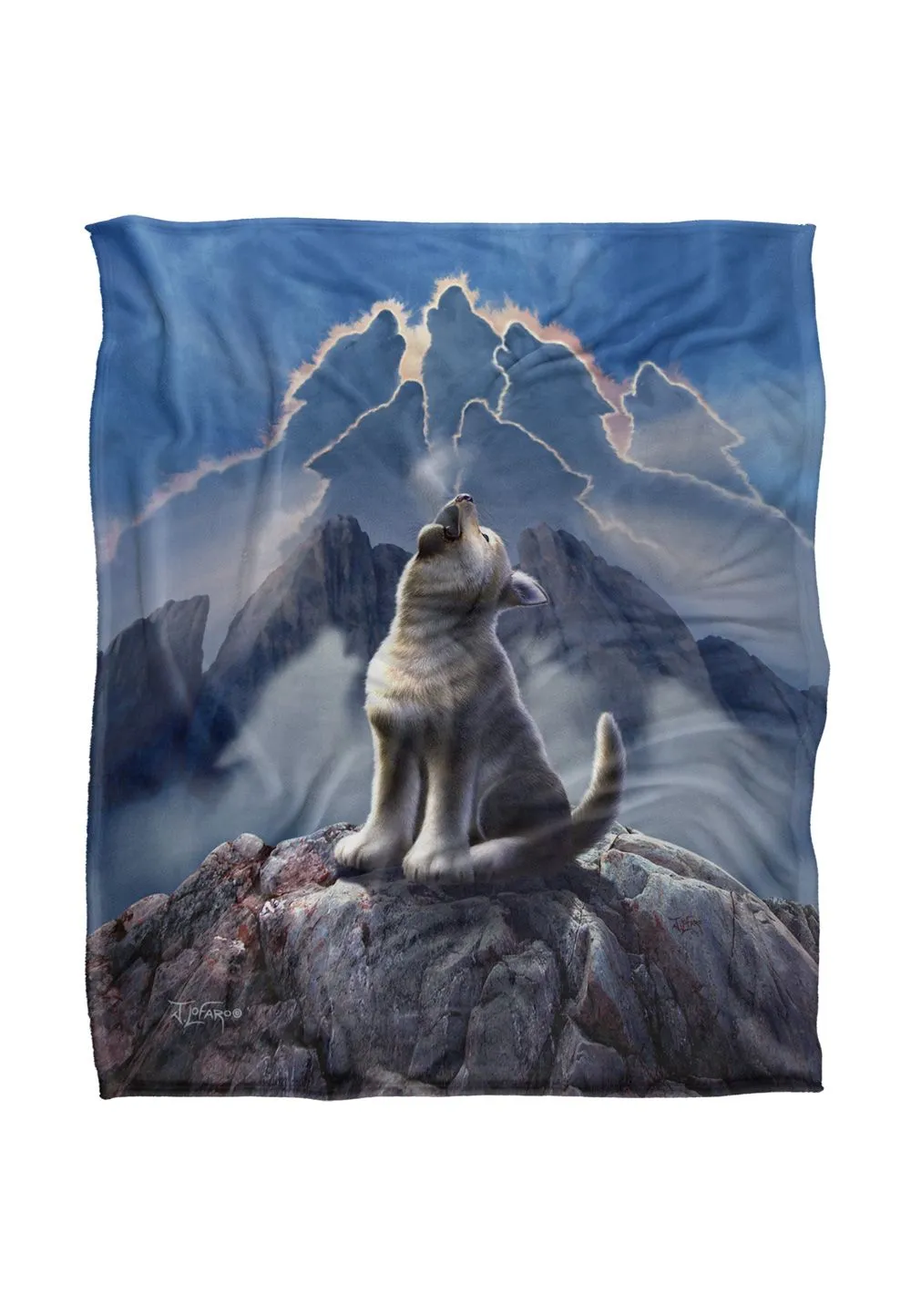 JQ Licensing Jlo Baby Wolf Howling Silky Touch Super Soft Throw Blanket 152 X 127 cm in White
