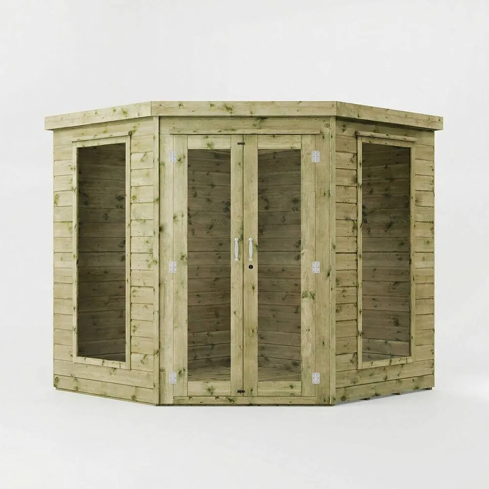 Mercia 7 x 7 Feet Premium Corner Summerhouse - L207.4 x W207.4 x H200.6 cm in Brown