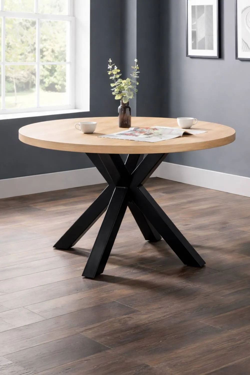 Julian Bowen Berwick Round 4 Seater Dining Table in Light Oak