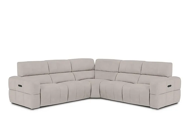 Cube Fabric Large Power Recliner Corner Sofa with Power Headrests - Lead Grey