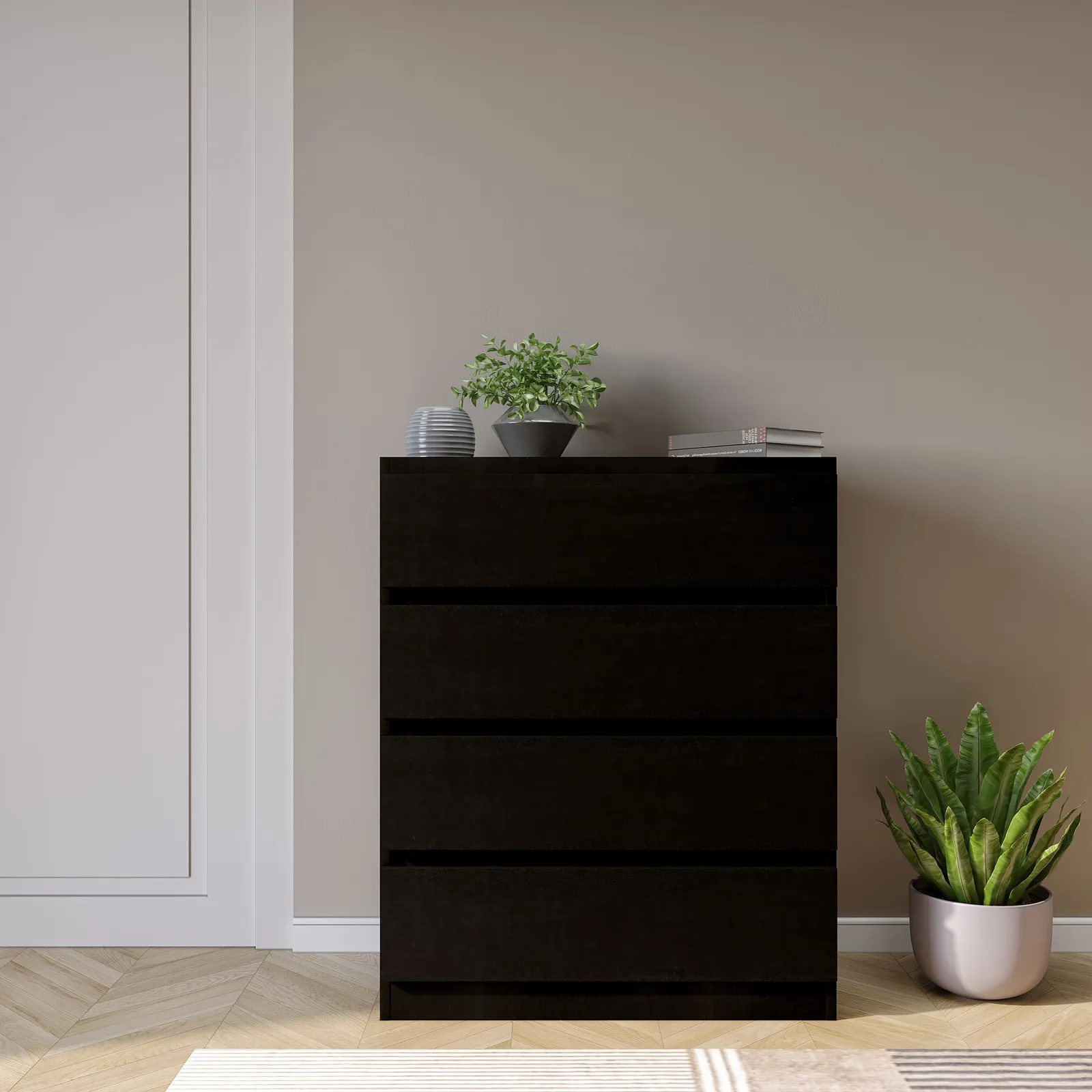 Seconique Malvern 4 Drawer Chest in Black