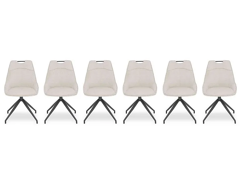 Pedro Set of 6 Fabric Swivel Dining Chairs