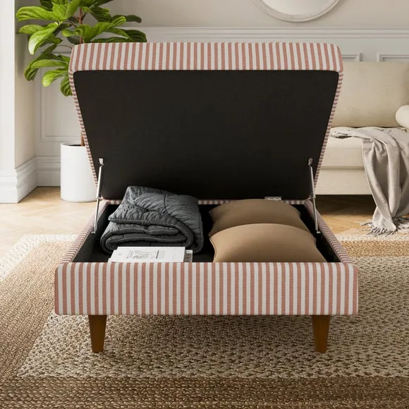 Zoe Pinstripe Fabric Square Storage Footstool 2