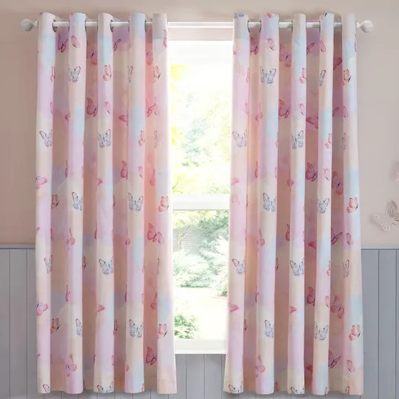 Catherine Lansfield Ombre Butterflies Eyelet Curtains 2