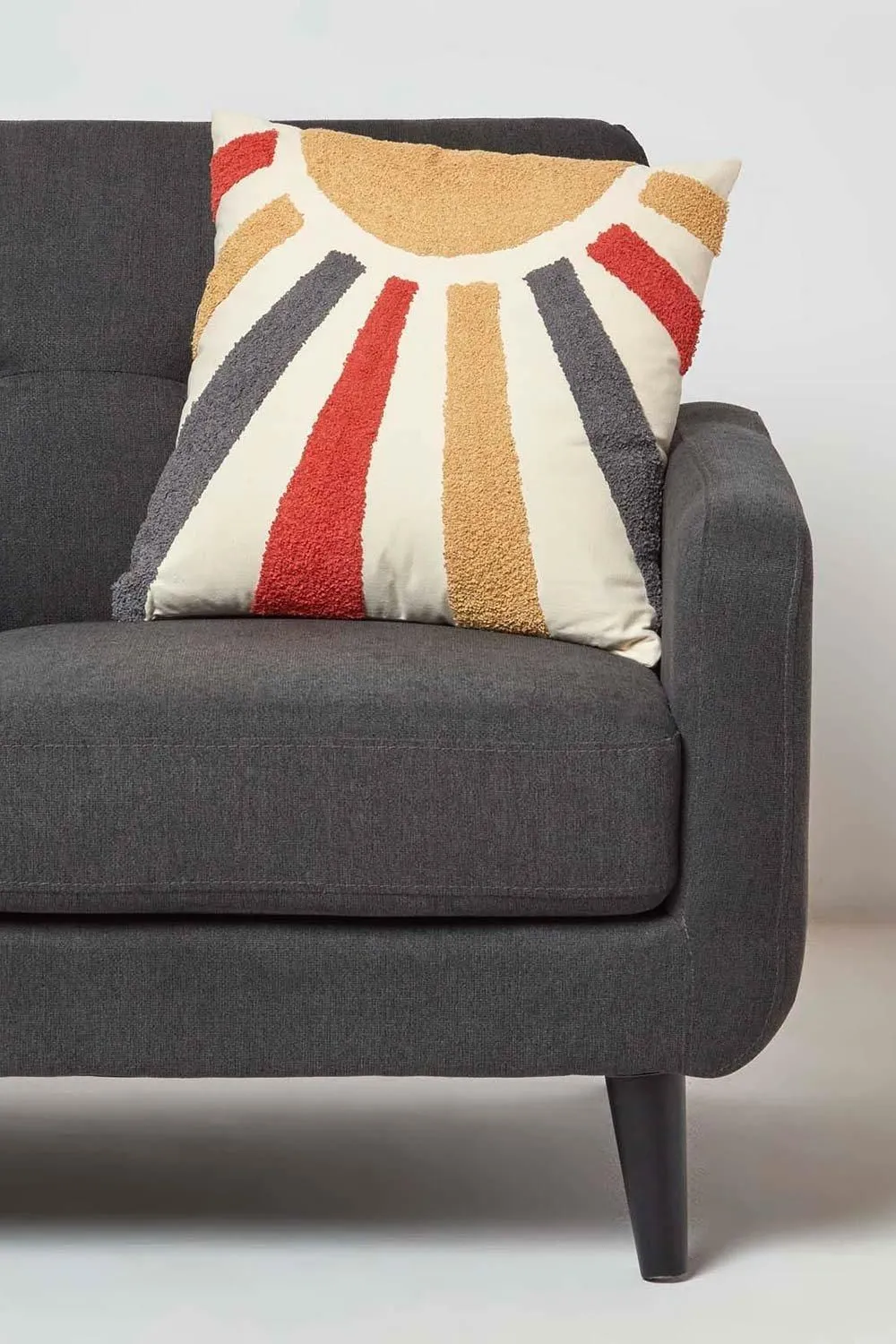 Homescapes Orange & Yellow Sunshine Tufted Cotton Cushion 2