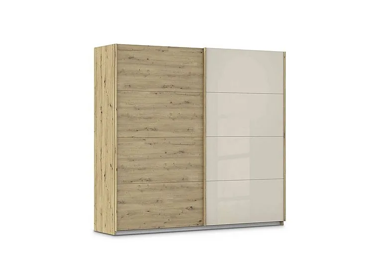 Freja 226cm 2 Door Sliding Decor Wardrobe With Glass Door