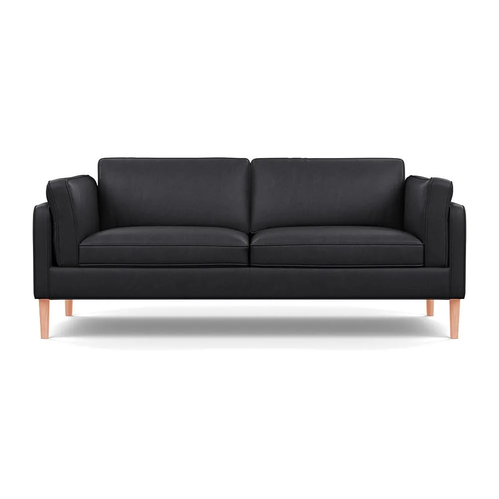 Heal's Sonno 3 Seater Sofa Linea Leather Black 622 Natural Feet 1