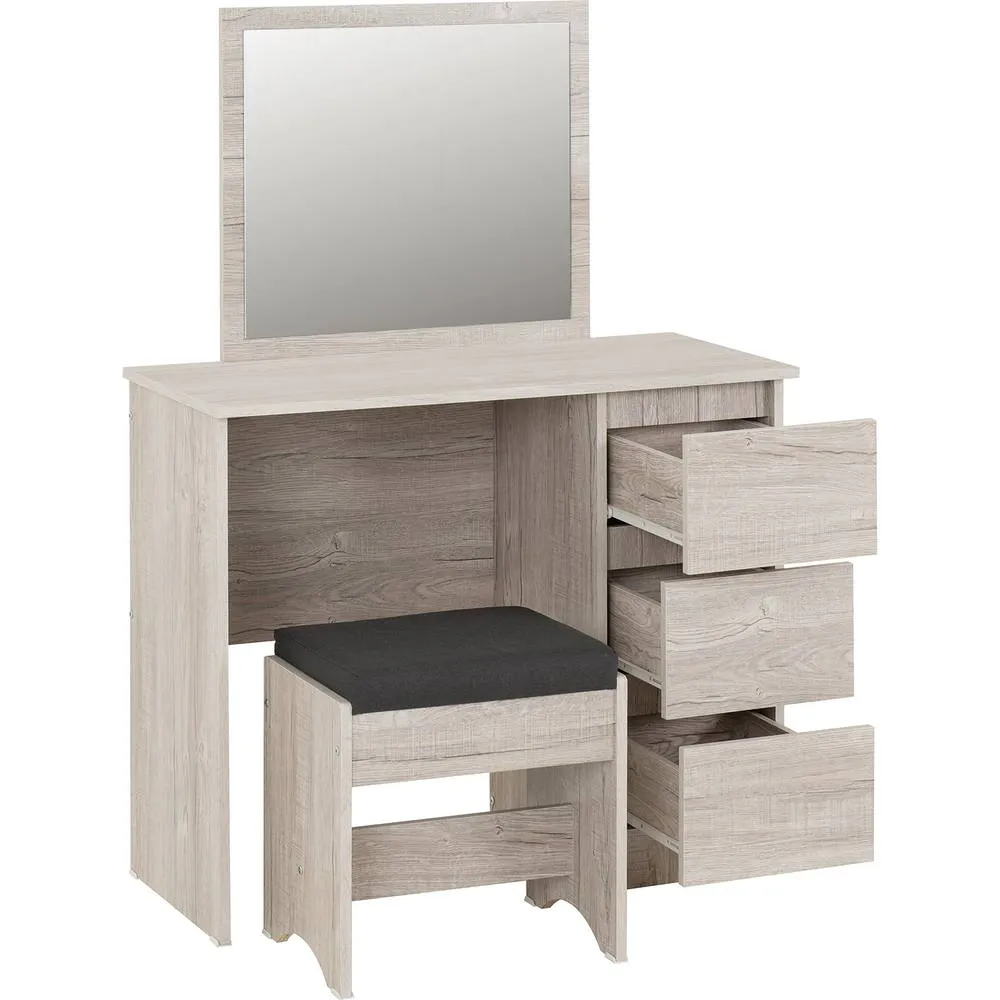 Seconique Malvern 3 Drawer Dressing Table Set - Urban Snow in Light Grey 3