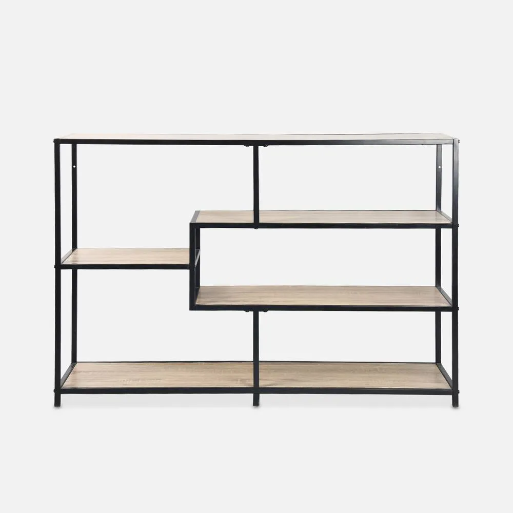 sweeek 5-level Industrial Bookshelf In Metal & Wood Effect in Light Brown 2