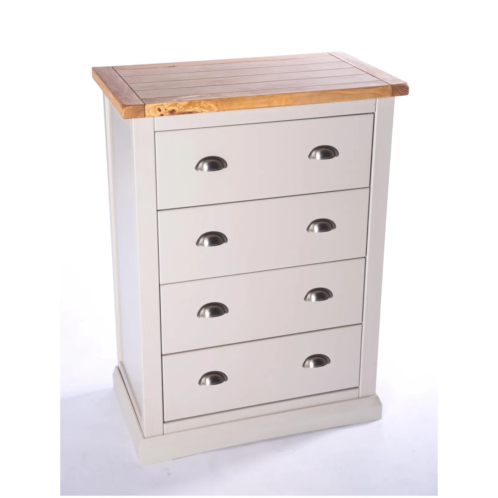 Cabinet Bits Loreo 4 Drawer Chest of Drawers Chrome Cup Handle in Light Grey 3