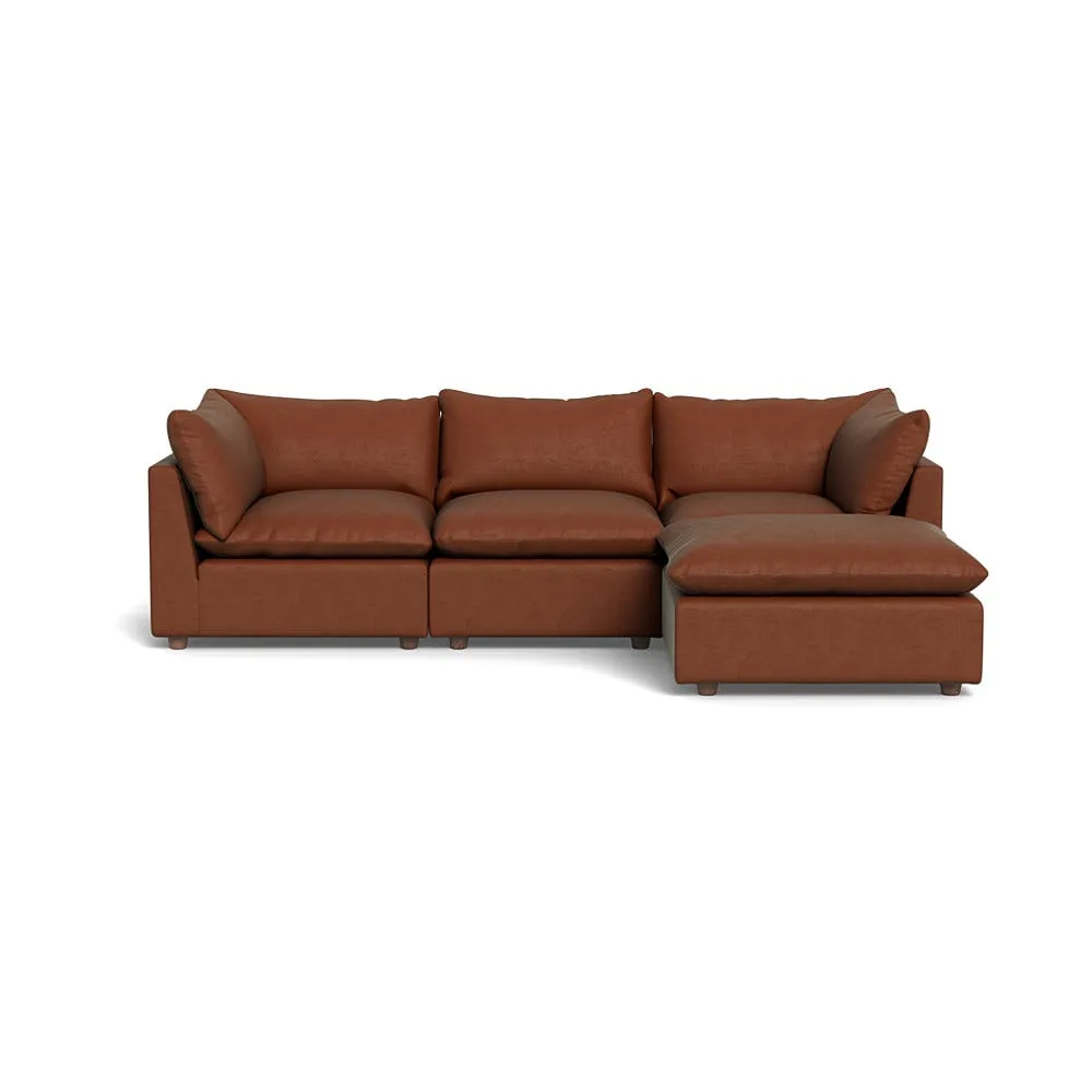Heal's Astrid Right Hand Facing Corner Sofa Smart Luxe Velvet Tawny Walnut Stained Feet 1