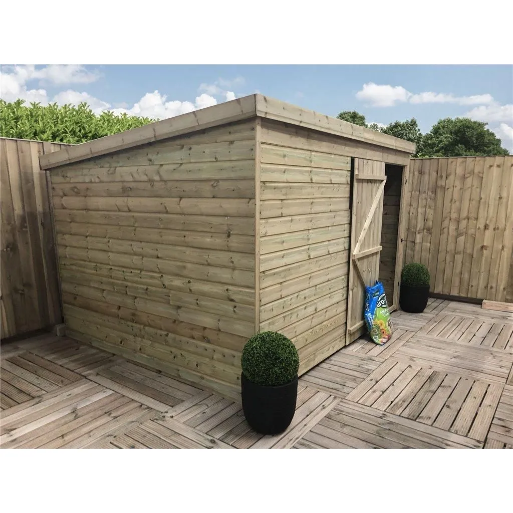 Marlborough 9 x 6 Pressure Treated Pent Garden Shed with Single Door in Natural 3