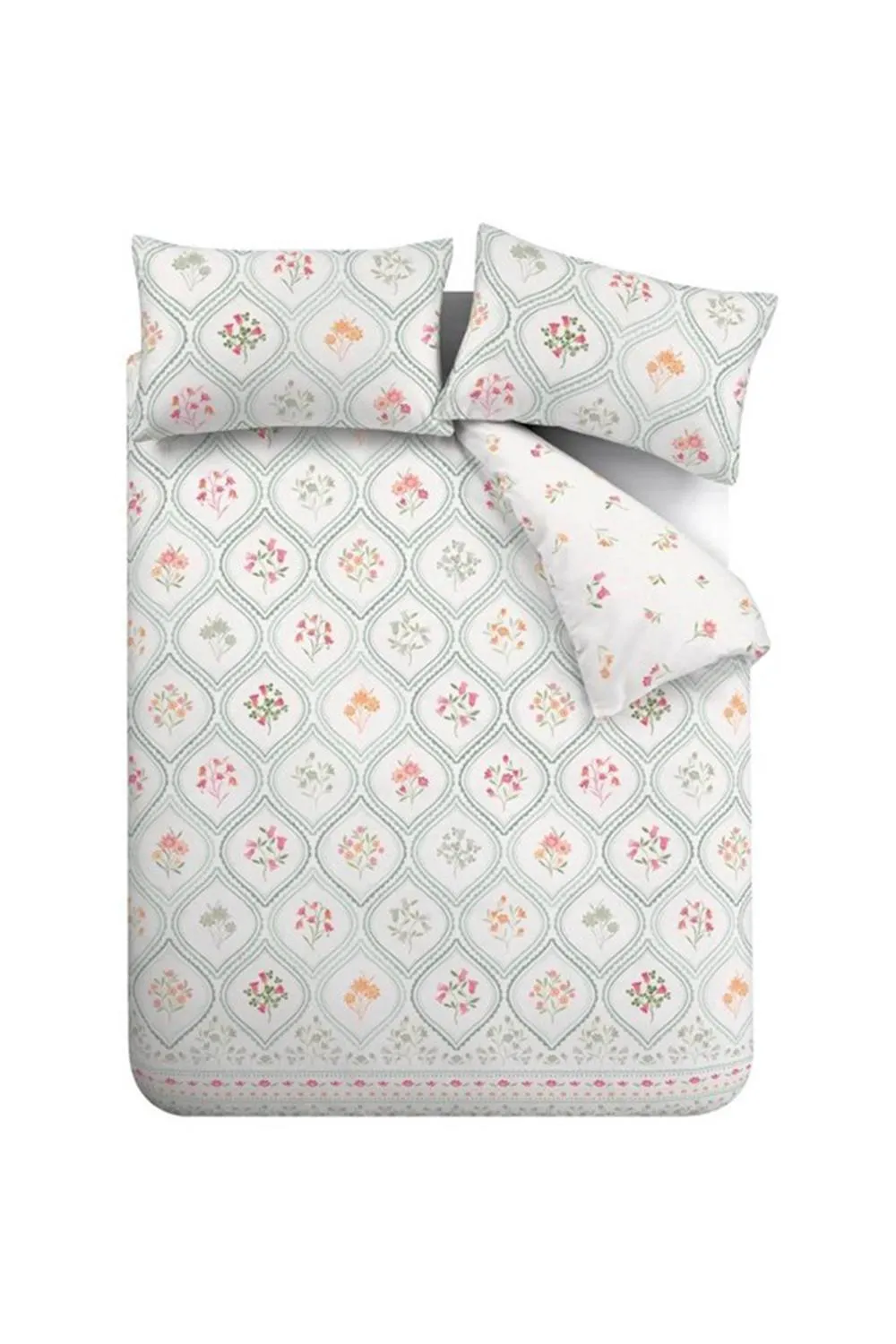 Catherine Lansfield 'Cameo Floral' Reversible Duvet Cover Set in Light Green 5