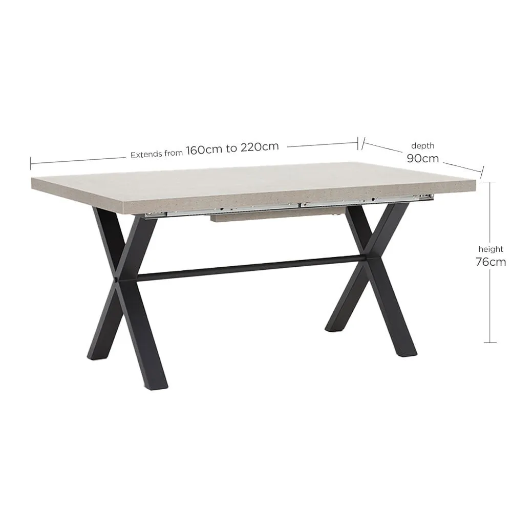 Kalmer Extending Dining Table 160Cm, Grey Concrete Effect | Barker & Stonehouse 6