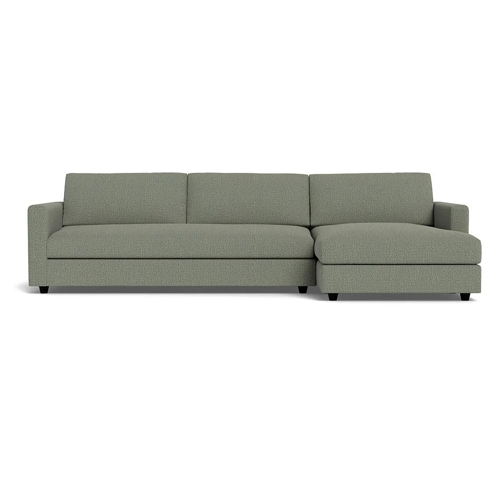 Heal's Nimbus II 4 Str Corner Chaise RHF Boucle Tweed Lapis Black Feet 1