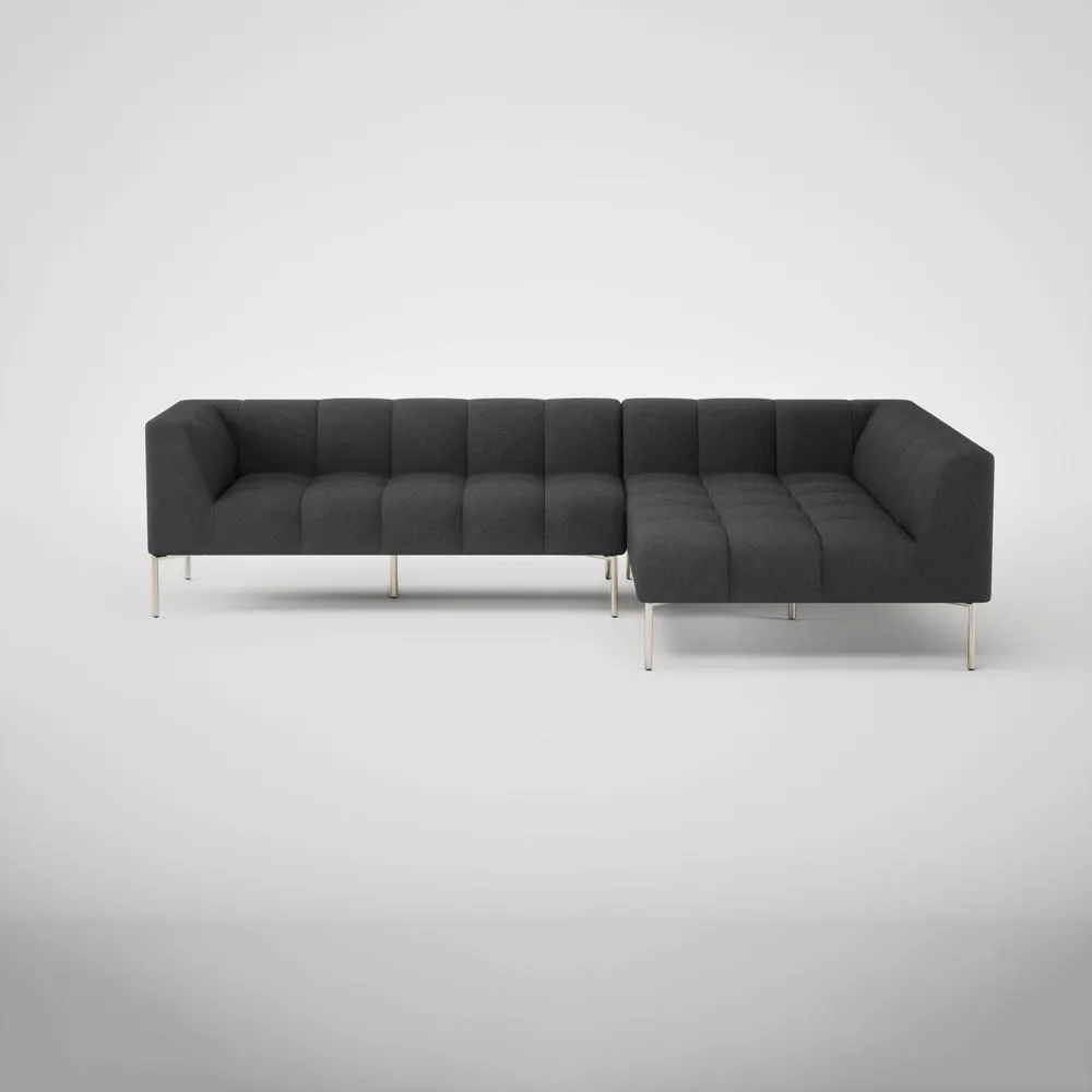 Heal's Quadro Right Hand Facing Chase Sofa St Moritz Wool Grey 160 Stainless Steel Feet 2
