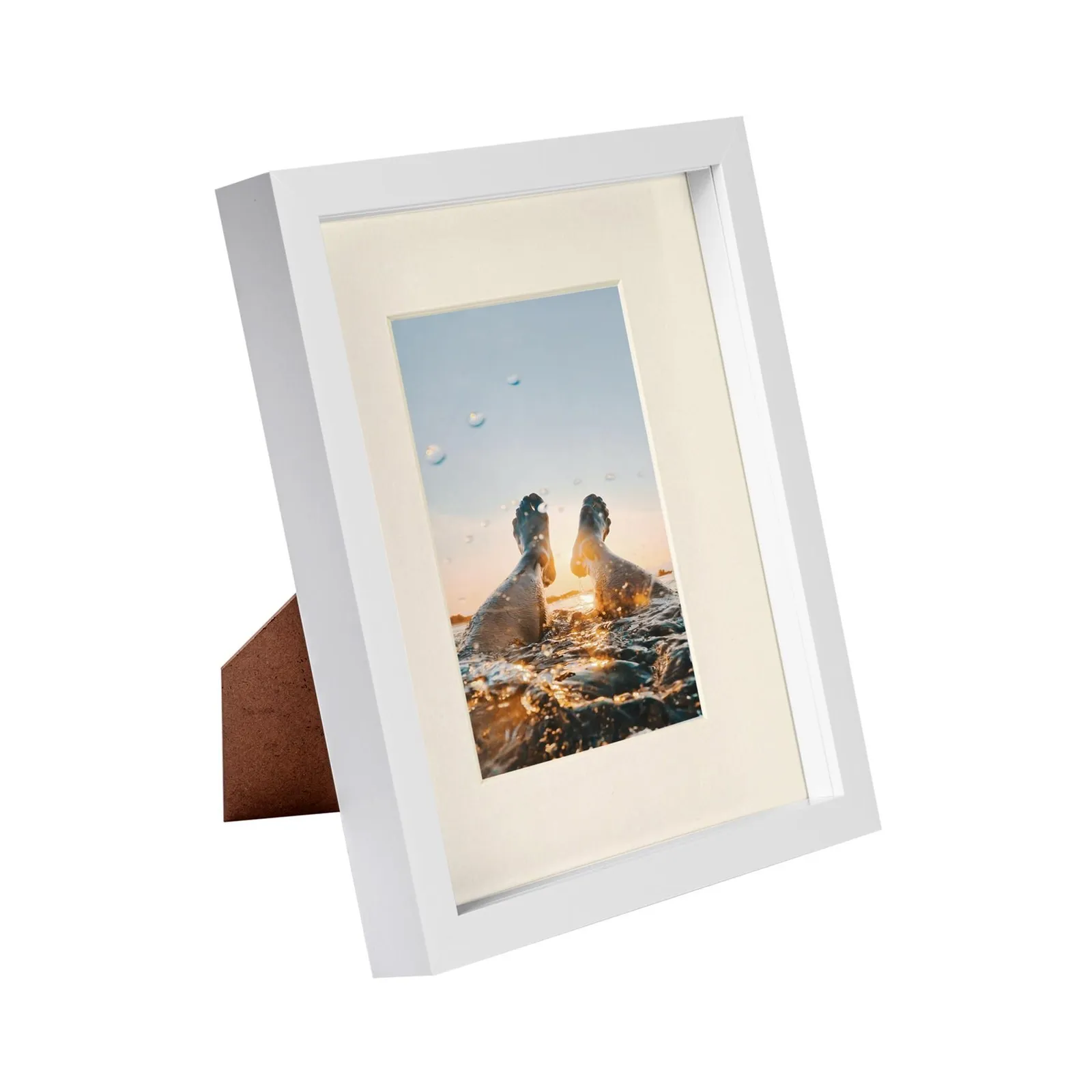 Nicola Spring Ivory 8x10" White 3D Box Photo Frame 4x6" 1