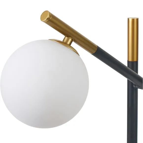 Wanda White Orb and Black Metal Reading Floor Lamp 3