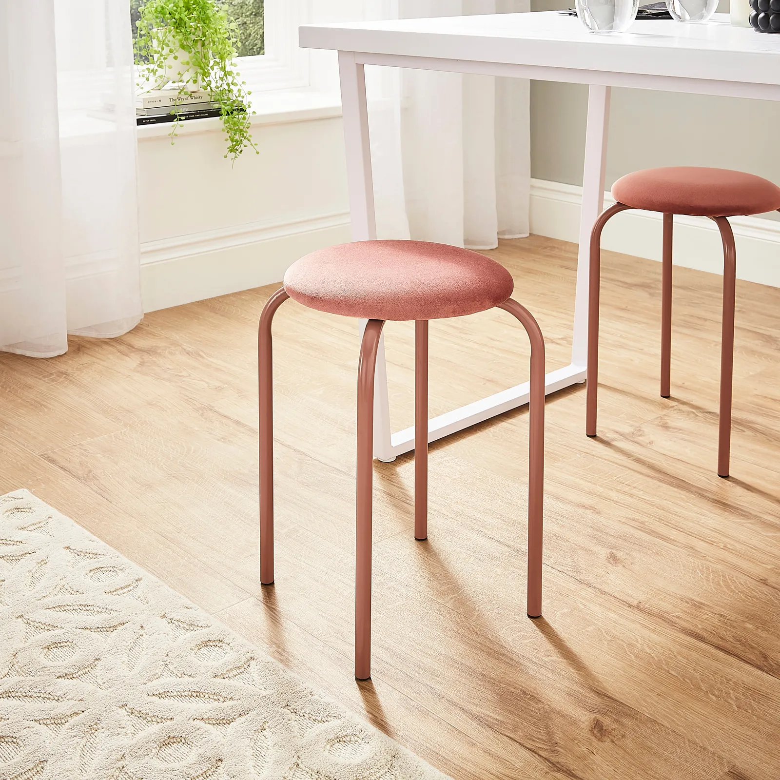 Verity Velvet Stacking Stool Rose (Pink)