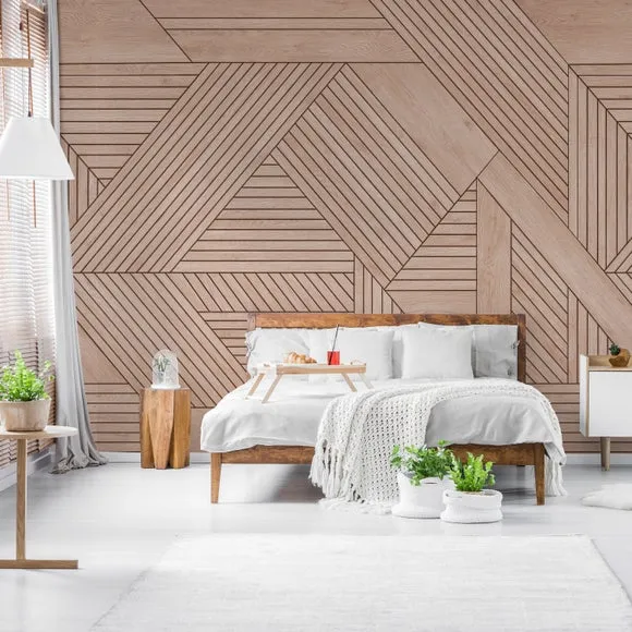 Geometric Wooden Panelling Wall Mural 2