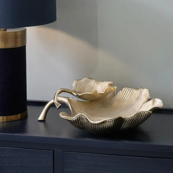 Dual Gingko Leaf Metal Bowl